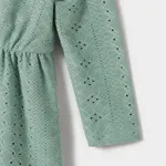 Family Matching Mint Green Lace Dresses And Color-block Long-sleeve tops Sets  image 4