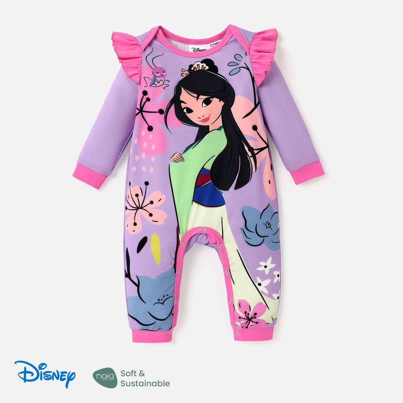 Disney Princess Baby Girl Naiaâ¢ Character Print Ruffled Long-sleeve Jumpsuit