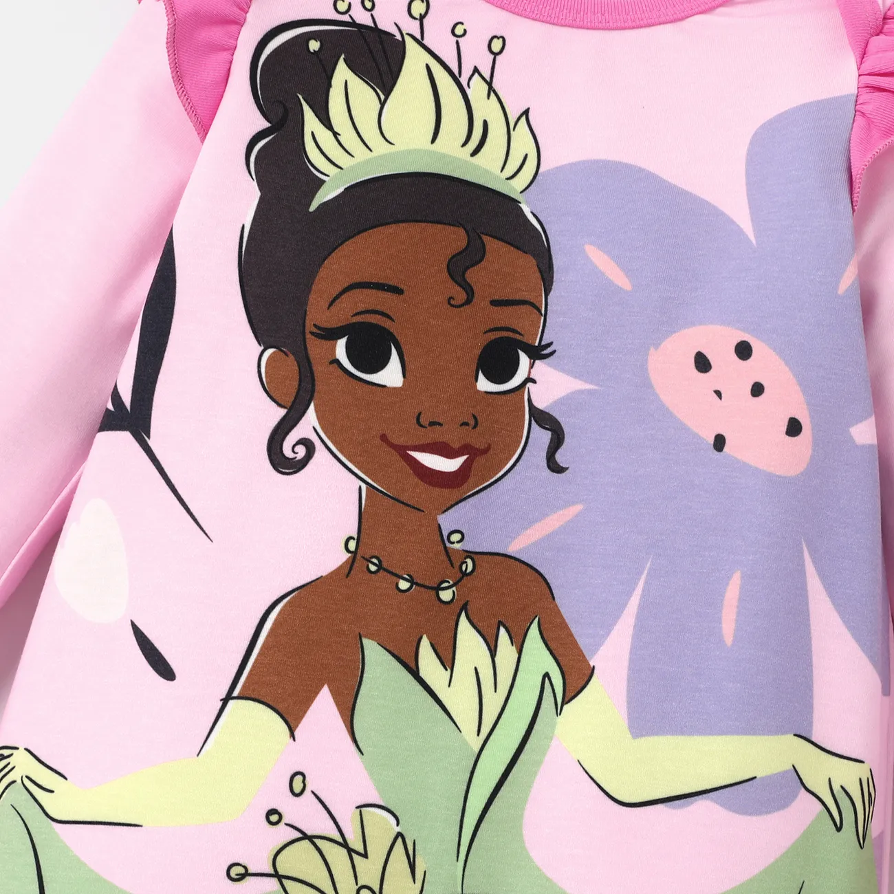 Disney Princess Baby Girl Naia™ Character Print Ruffled Long-sleeve Jumpsuit  Pink big image 1