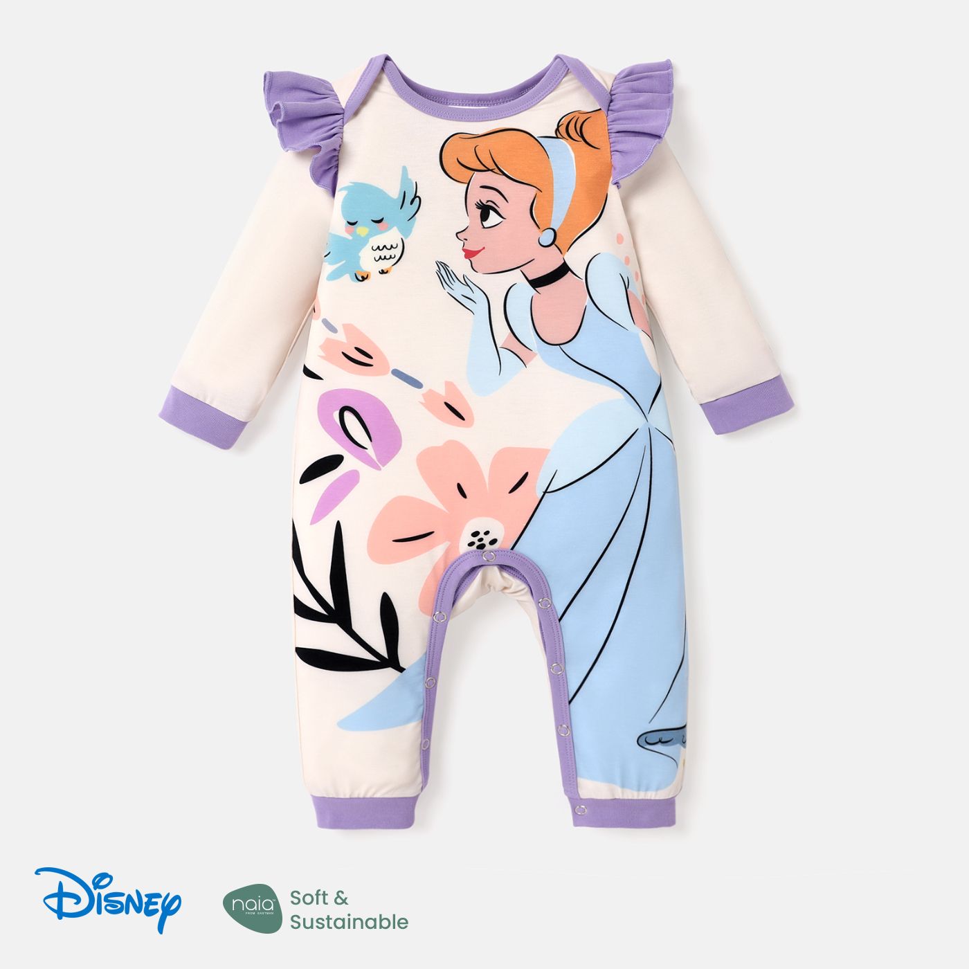 Disney Princess Baby Girl Naiaâ¢ Character Print Ruffled Long-sleeve Jumpsuit