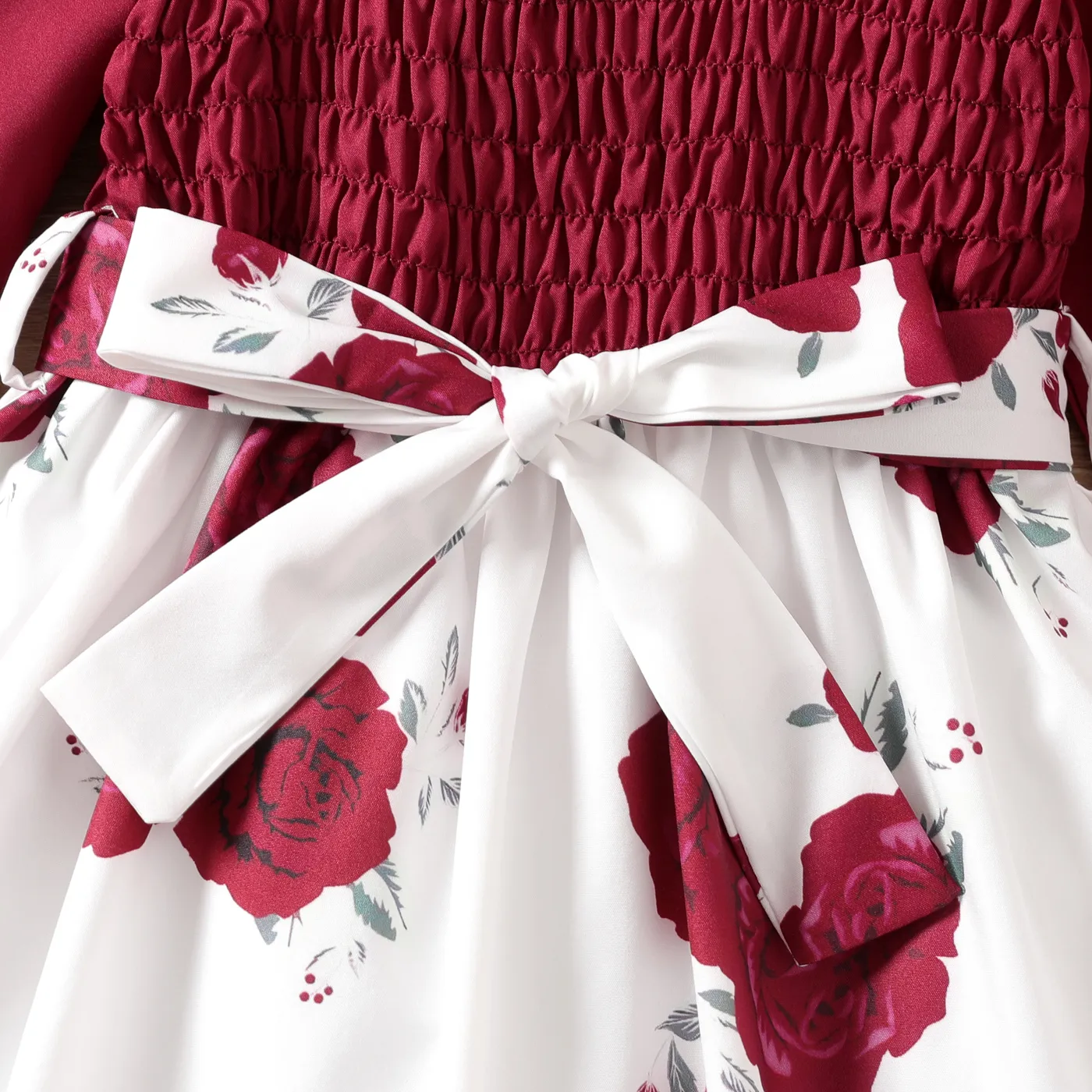 Toddler Girl Floral Panel Belted Smocked Dress   image 5
