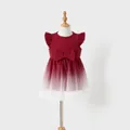 Mommy and Me Cotton Ribbed Spliced Ombre Mesh Dresses  image 1