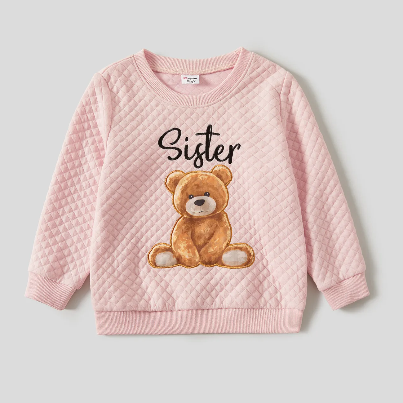 Family Matching Bear Print Long-sleeve Tops Color block big image 1