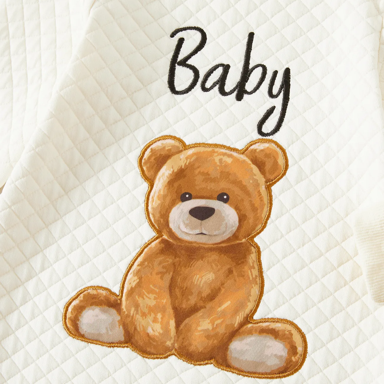 Family Matching Bear Print Long-sleeve Tops Color block big image 1