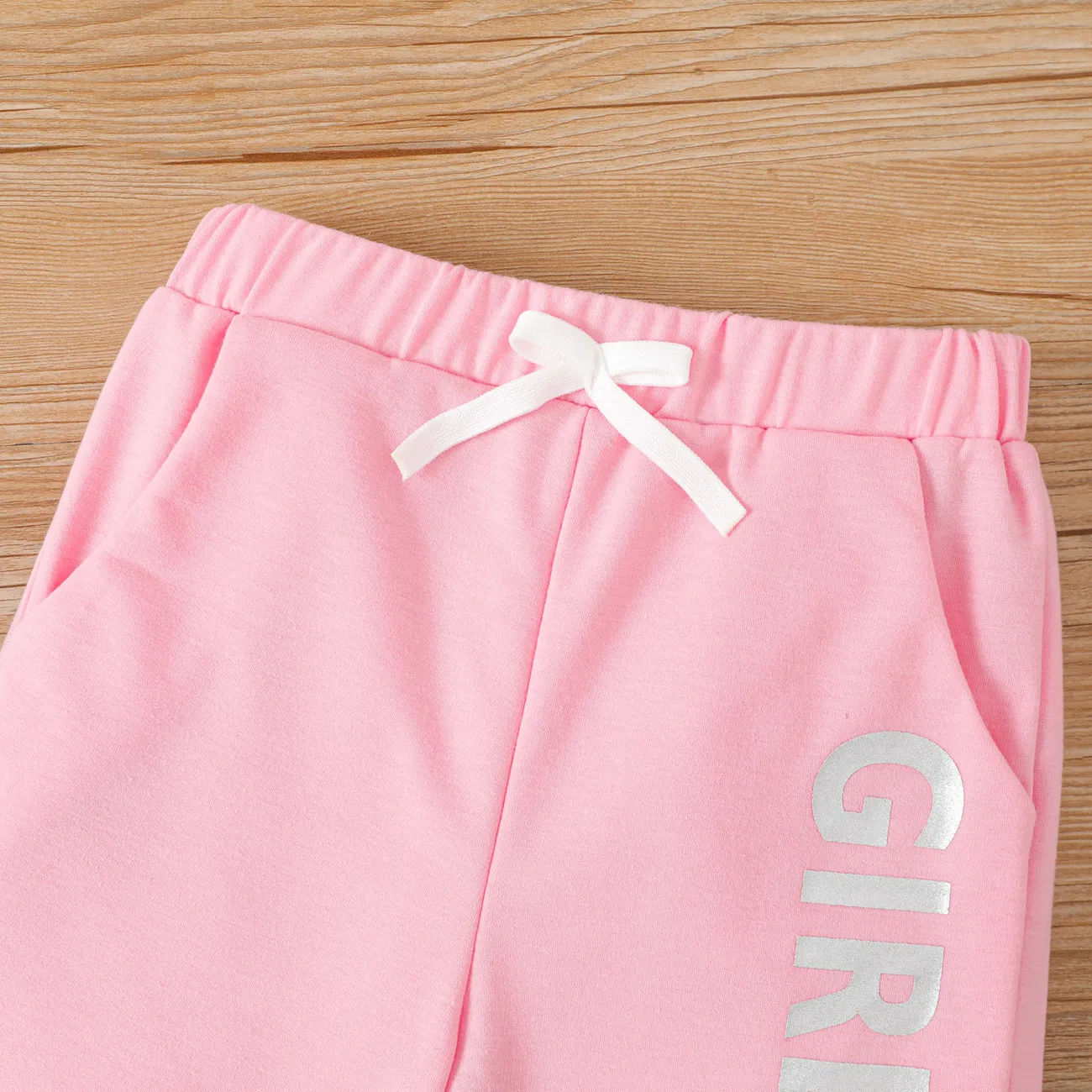 Kid Girl Letters Graphic Casual Pants Pink big image 1
