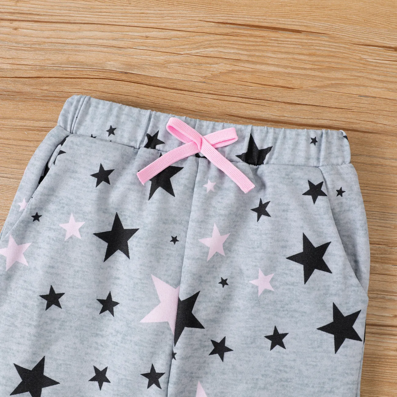 Kid Girl Letters Graphic Casual Pants Grey big image 1