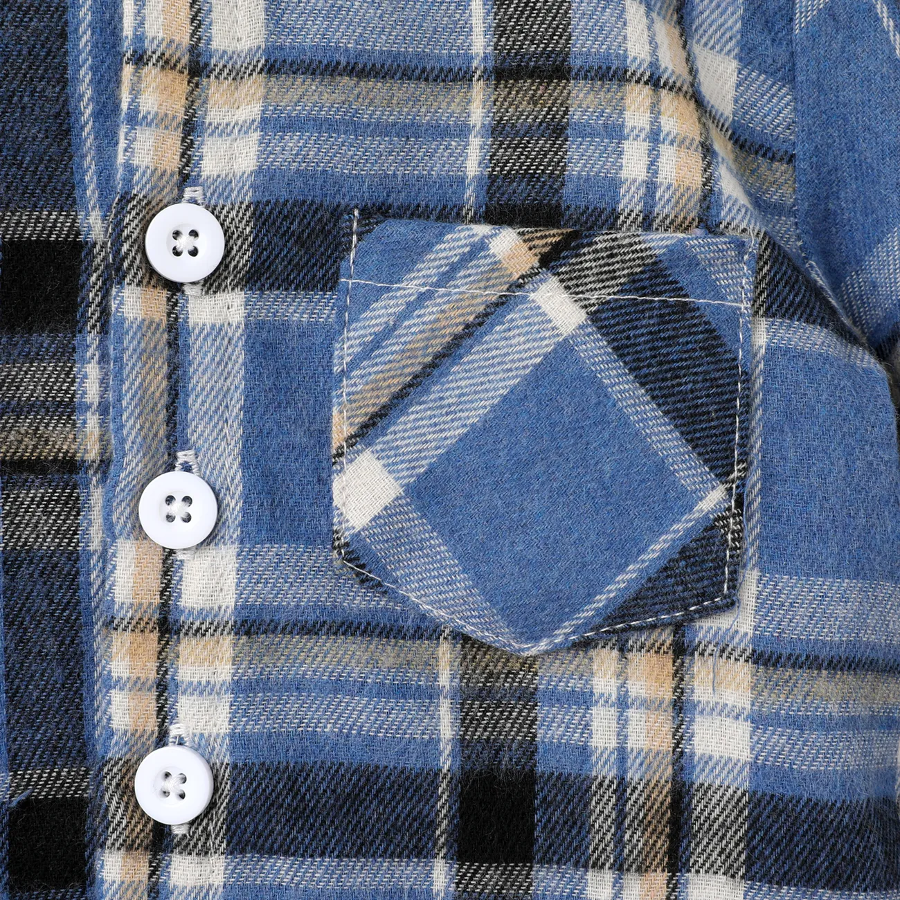 Baby Boy 2pcs Grid/Houndstooth Avant-garde Long sleeves Hooded Denim Sets Dark Blue big image 1