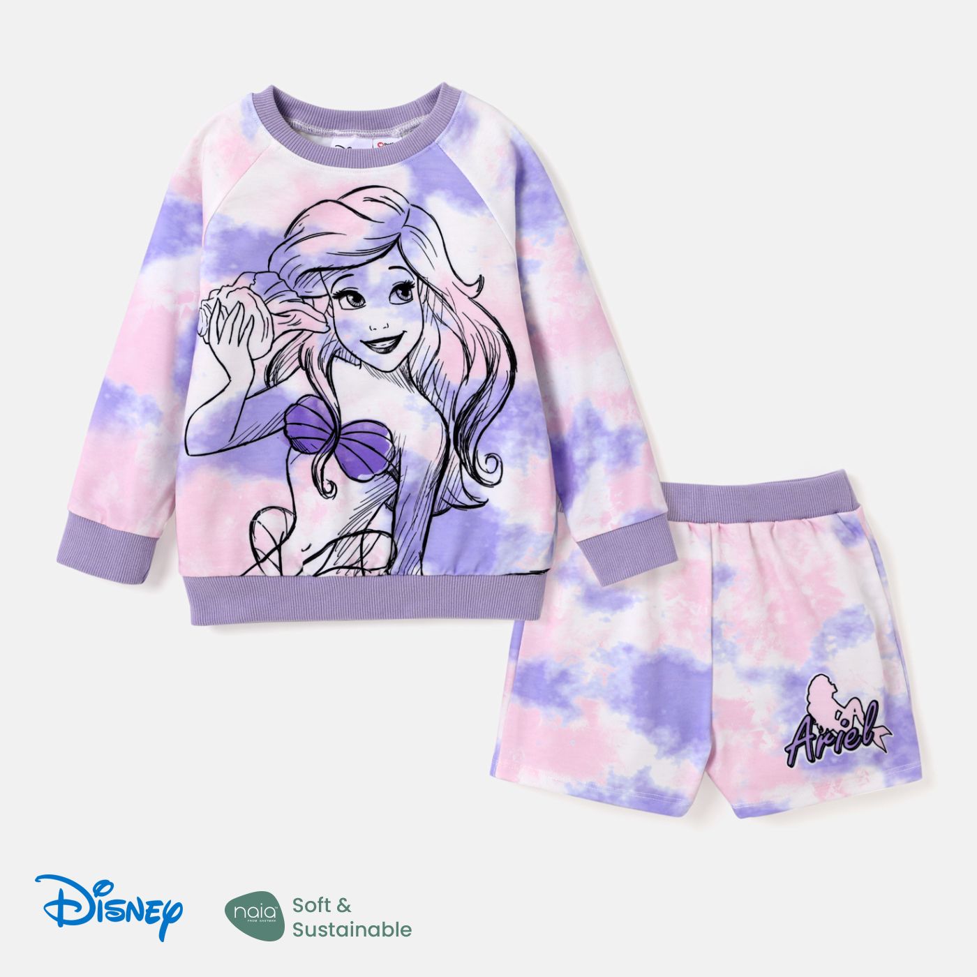Disney Princess Toddler Girl 2pcs Naiaâ¢ Character Print Tie Dye Pullover And Shorts Set