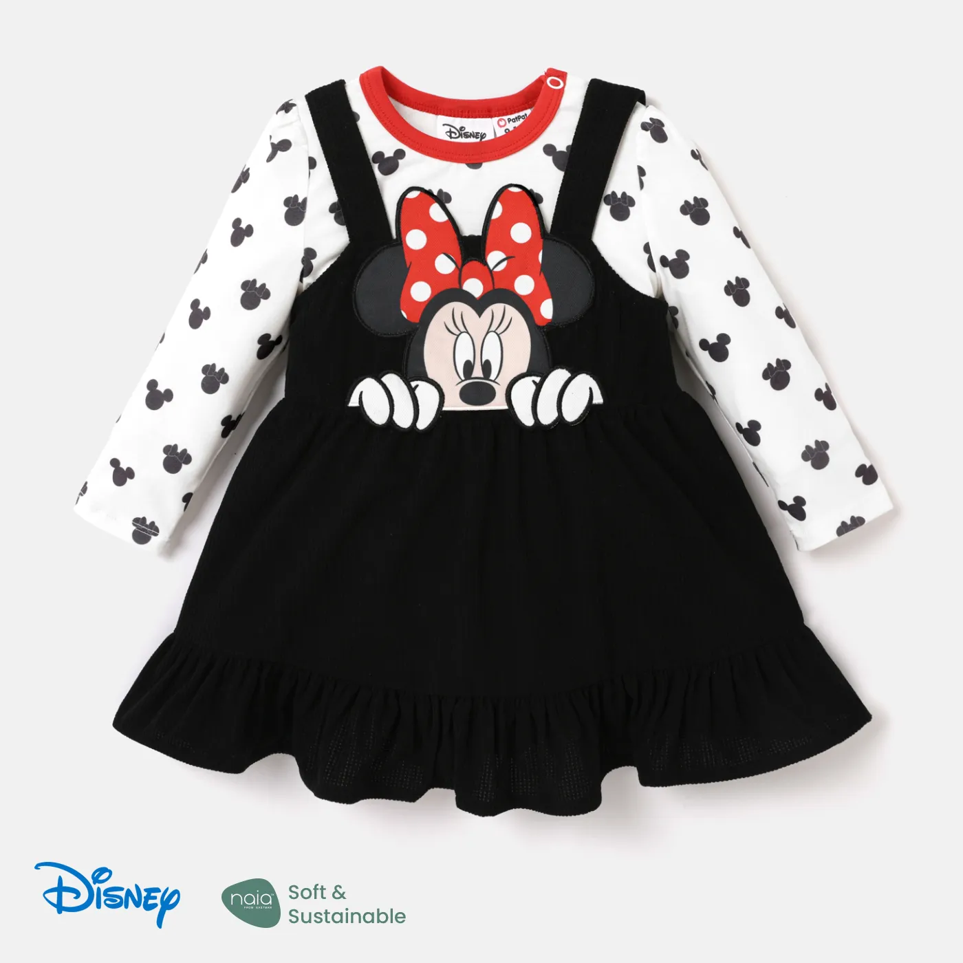 

Disney Mickey and Friends Baby Girl 2pcs Naia™ Allover Print Long-sleeve Bodysuit and Character Embroidered Slip Dress Set