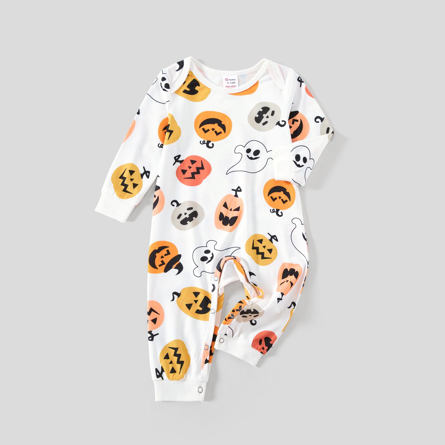 Halloween Family Matching All Over Pumpkin & Ghost Print Pajamas Sets (Flame Resistant)