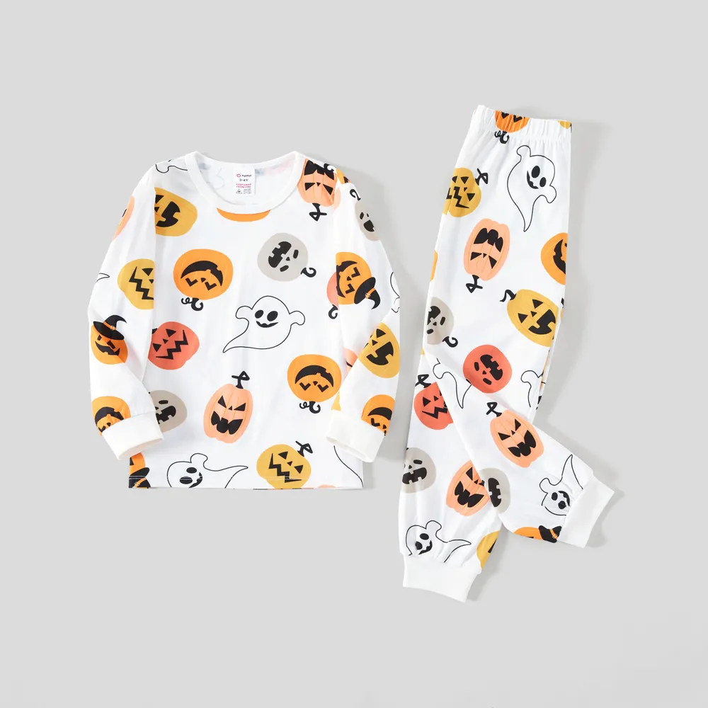 Halloween Family Matching All Over Pumpkin & Ghost Print Pajamas Sets (Flame Resistant)  big image 9