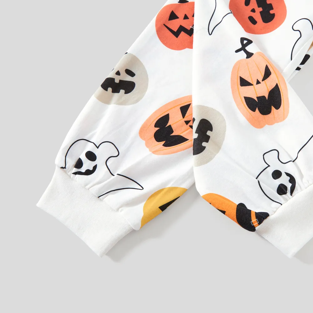 Halloween Family Matching All Over Pumpkin & Ghost Print Pajamas Sets (Flame Resistant) big image 12