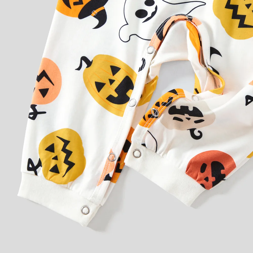 Halloween Family Matching All Over Pumpkin & Ghost Print Pajamas Sets (Flame Resistant)  big image 7