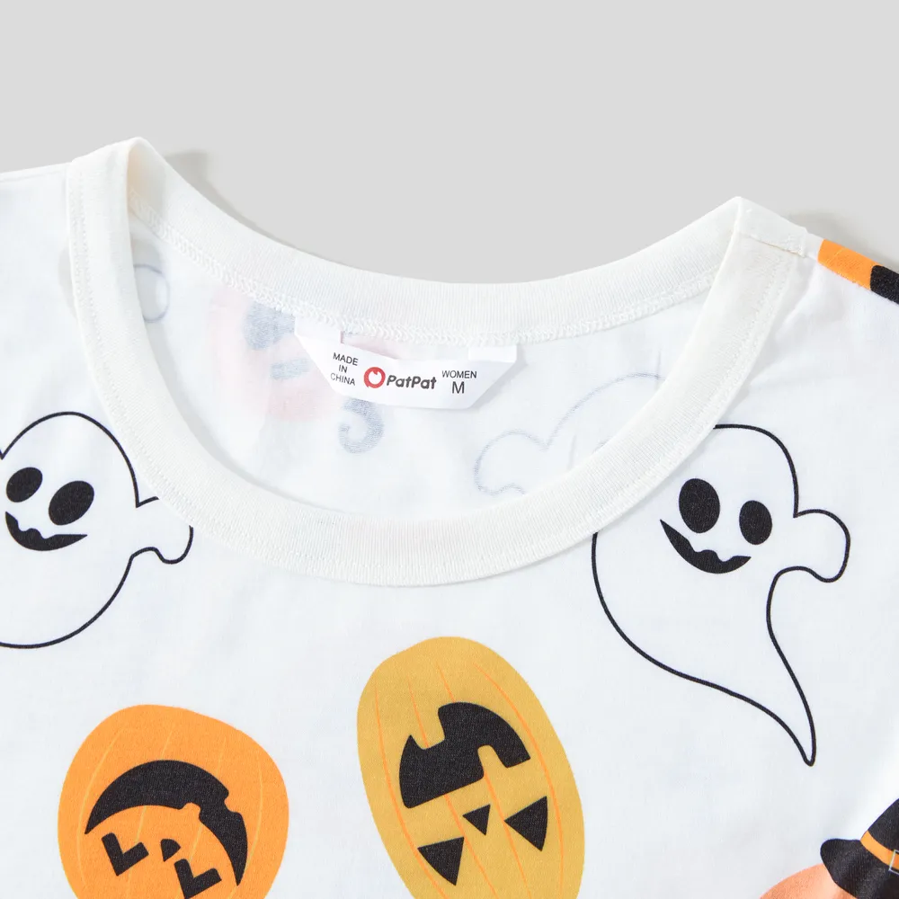 Halloween Family Matching All Over Pumpkin & Ghost Print Pajamas Sets (Flame Resistant) big image 15
