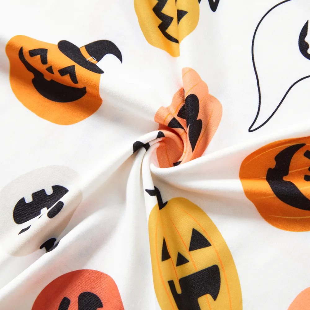 Halloween Family Matching All Over Pumpkin & Ghost Print Pajamas Sets (Flame Resistant) big image 20