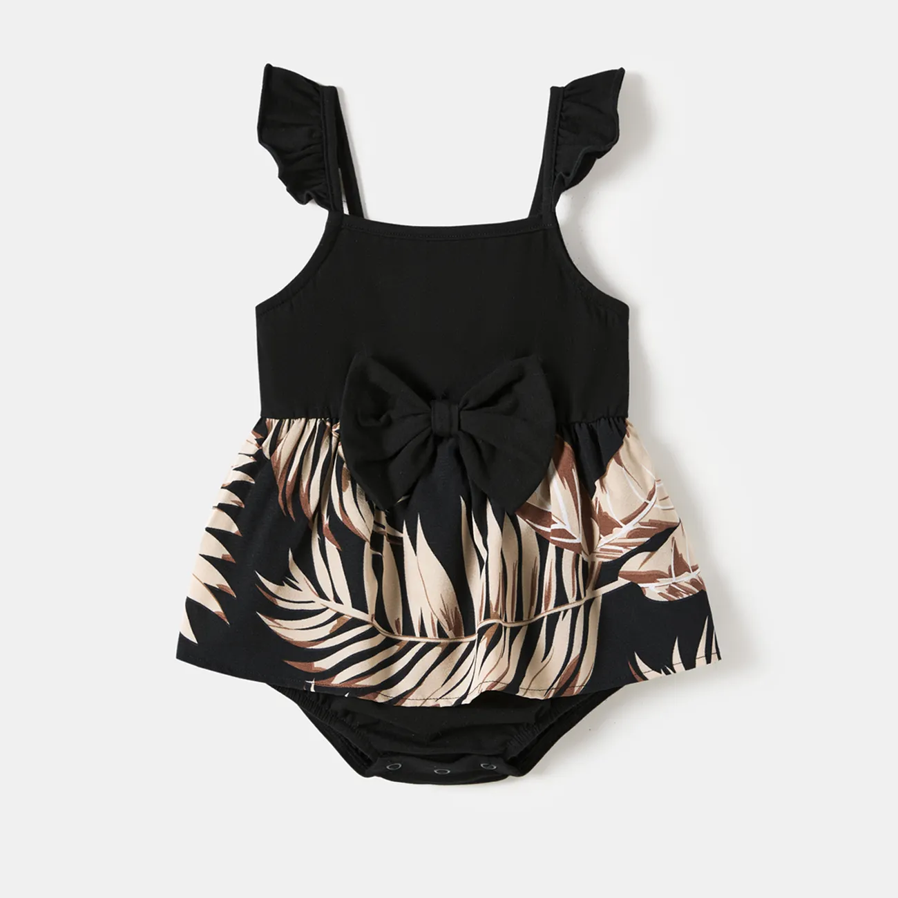 Family Matching Floral Print Belted Cami Dresses And Solid Short Sleeve Tops Sets big image 1