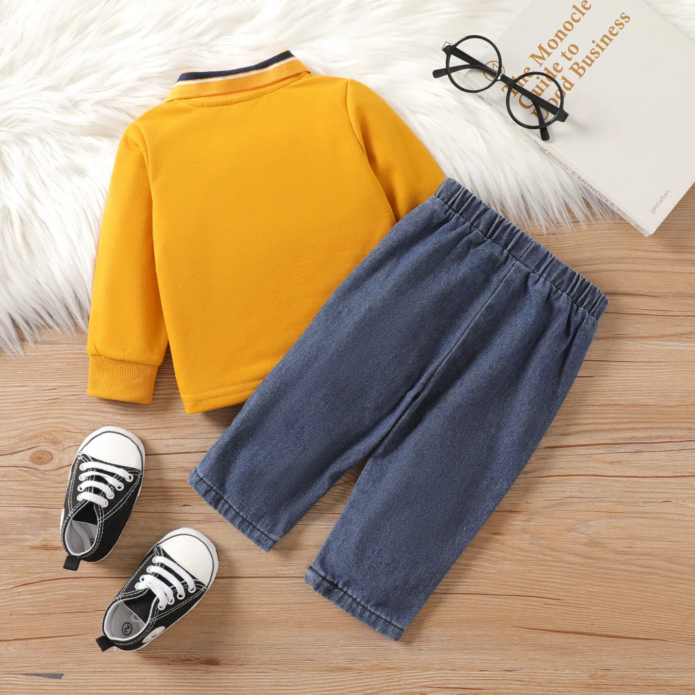 2pcs Baby Boy Classic Polo Collar Longsleeve Set  image 2