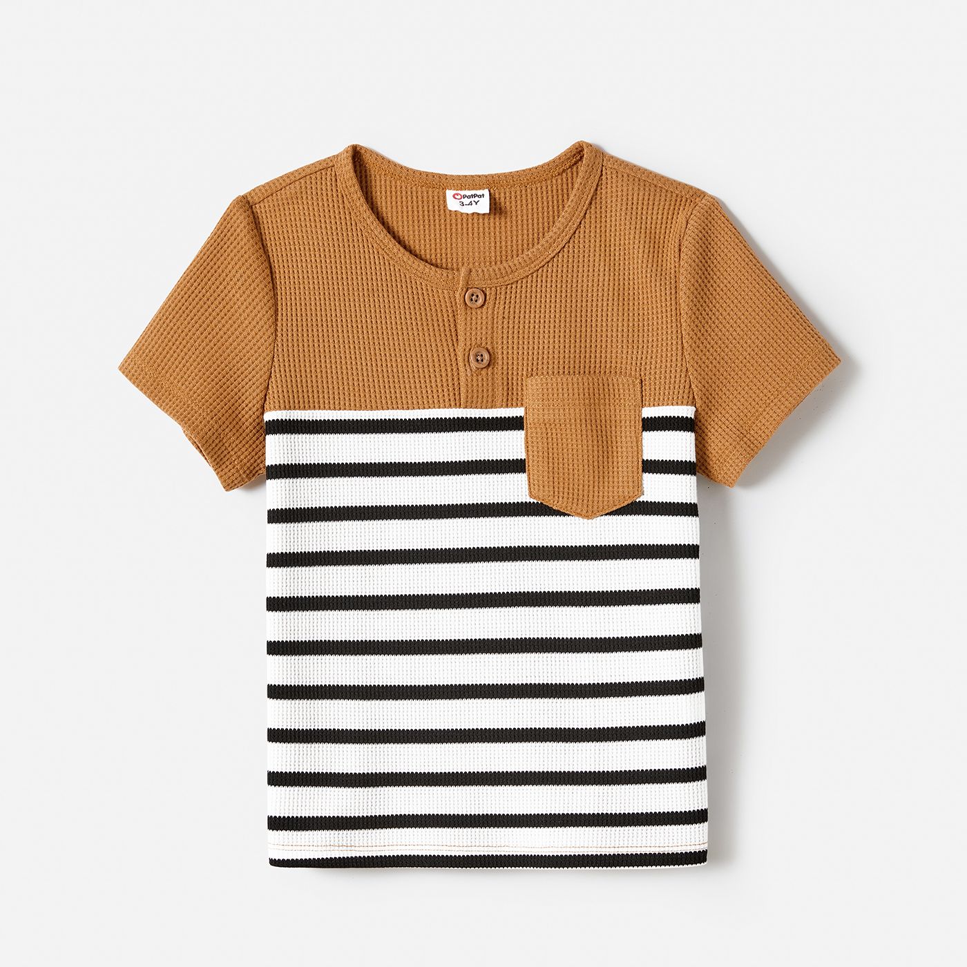 Family Matching Solid Color High Low Hem Dresses And Short Sleeve Striped Colorblock Tops Sets