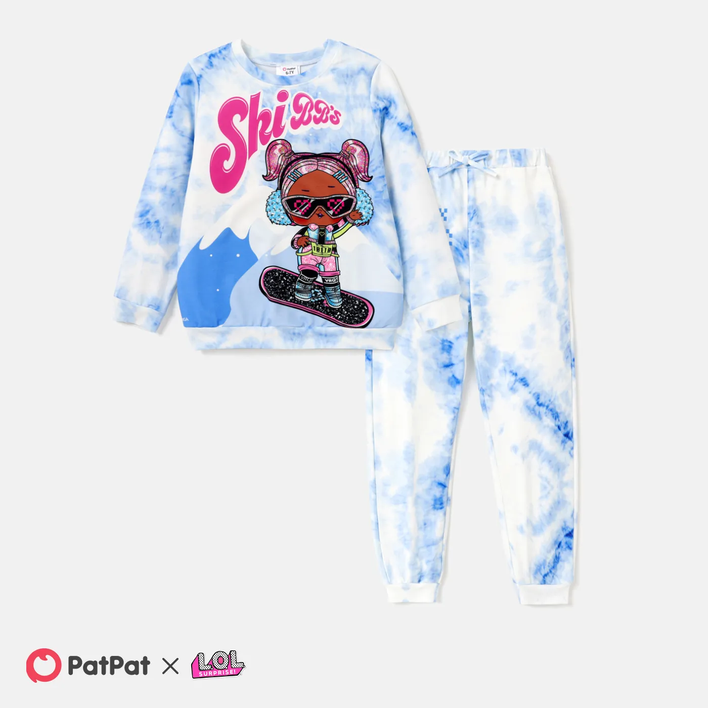 L.O.L. SURPRISE! Kid Girl 2pcs Character Print Long-sleeve Pullover Sweatshirt and Pants Set 