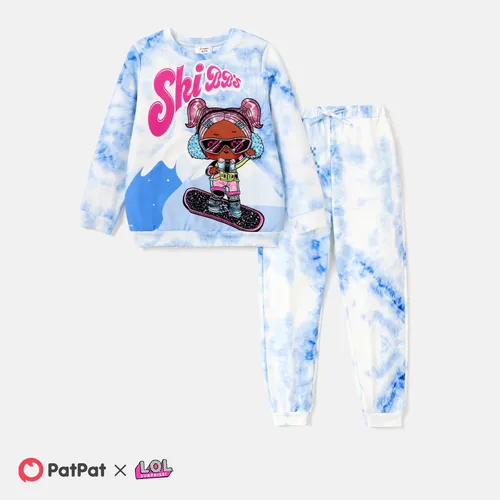 L.O.L. SURPRISE! Kid Girl 2pcs Character Print Long-sleeve Pullover Sweatshirt and Pants Set 