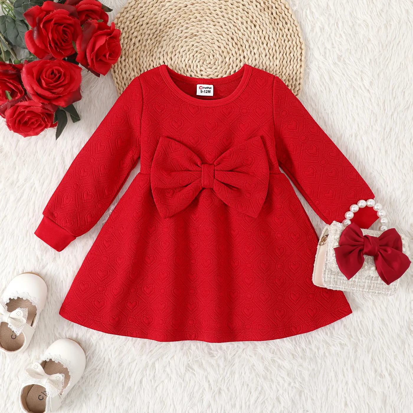 
Baby Girl Sweet Bow Decoration 3D Long Sleeve Dress 