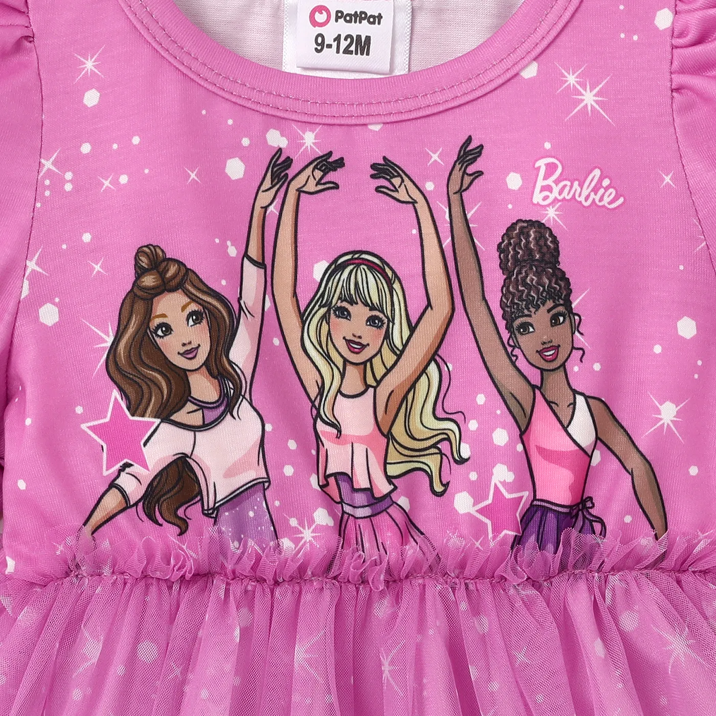 Barbie Baby/Toddler Girl Figure Print Long-sleeve Mesh Panel Dress  image 2