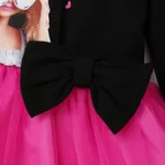 Barbie Toddler Girl Figure Print Bow Decor Long-sleeve Mesh Panel Fairy Dress PINK-1 image 3