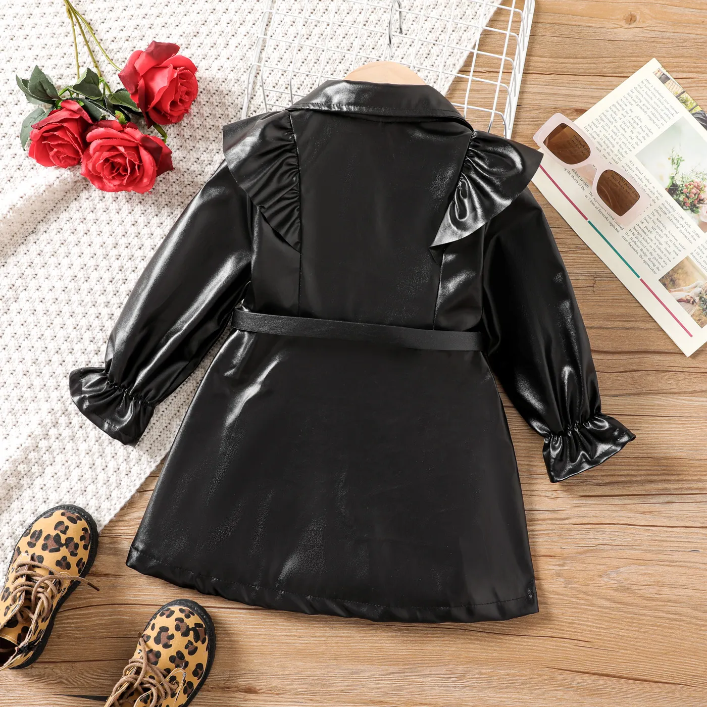 Toddler Girl Avant-garde Leather Long Sleeve Dress  image 2