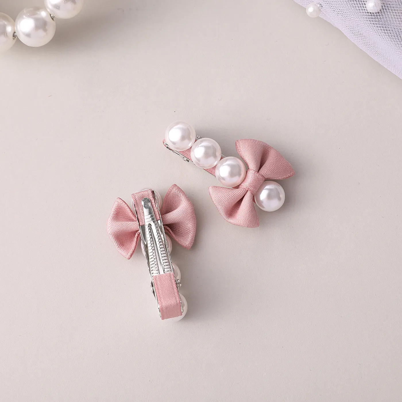 2-pack Toddler/Kid Pearl Mini Bow Hairpin (with Cardboard)  image 5