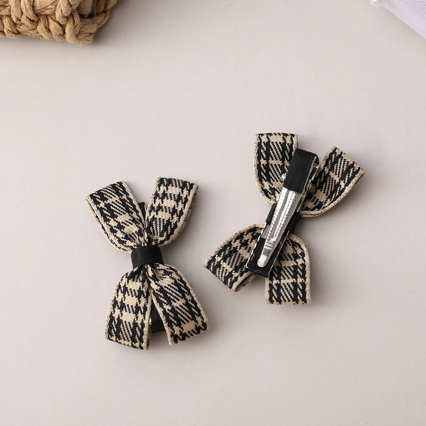 2-pack Toddler/Kid Plaid Small Bowknot Hair Clip (with Cardboard)  image 5