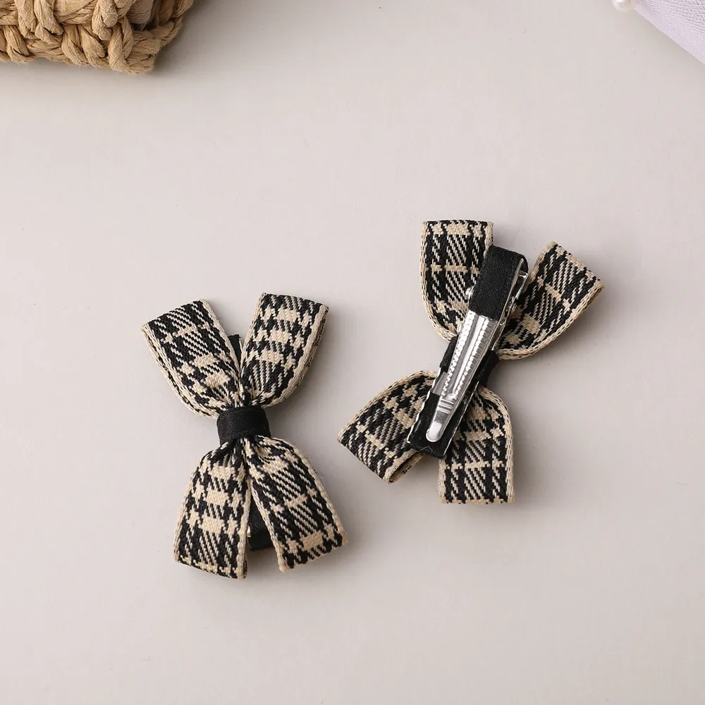 2-pack Toddler/Kid Plaid Small Bowknot Hair Clip (with Cardboard)  big image 5