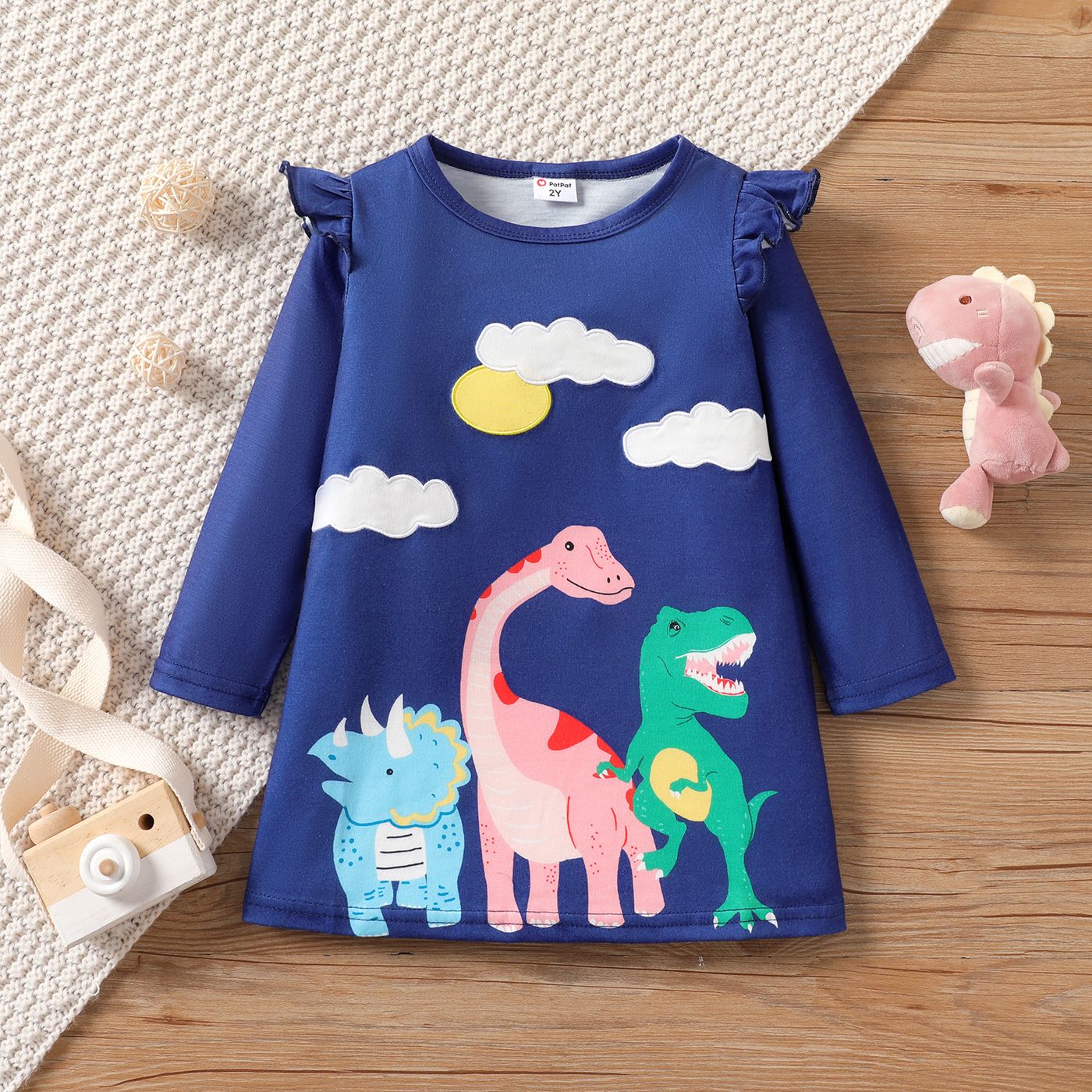 Toddler Girl Childlike Dinosaur Pattern Dress