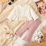 2pcs Baby Girl Casual Solid Color Long Sleeve Sets  image 6