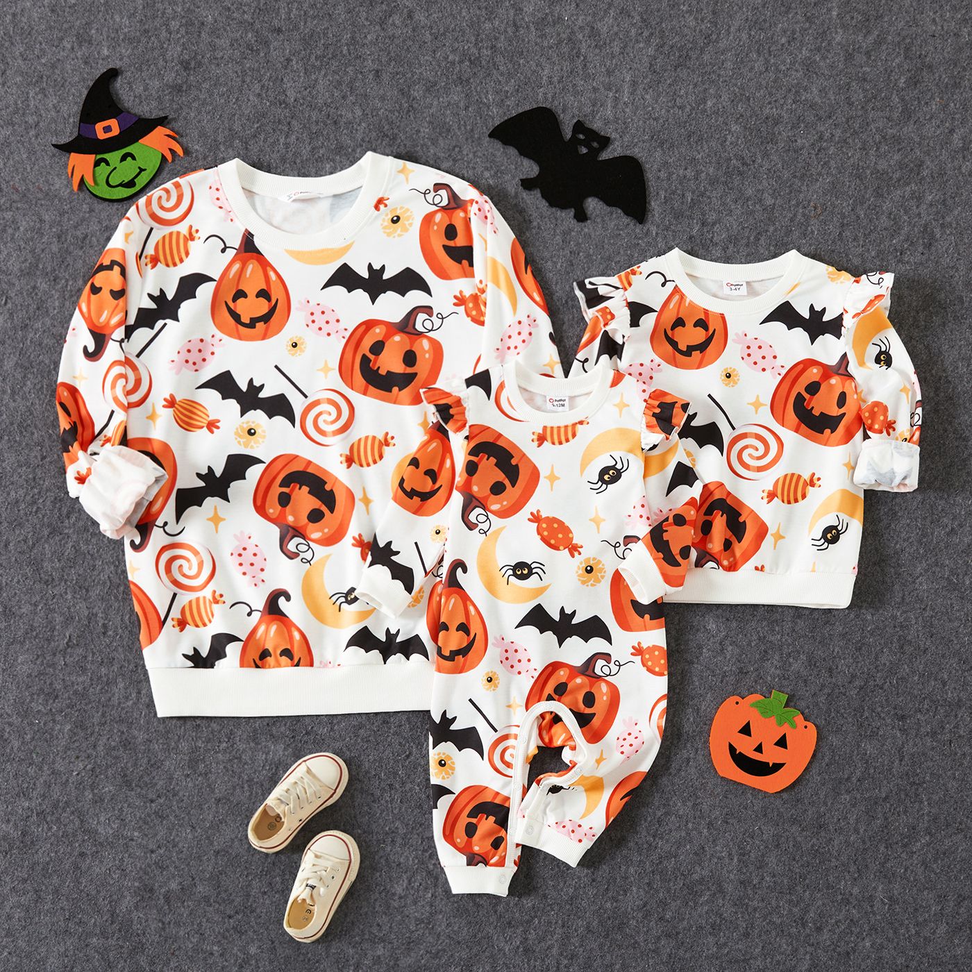 

Halloween Pumpkin Lantern Print Long-sleeve Sweatshirts for for Mom and Me