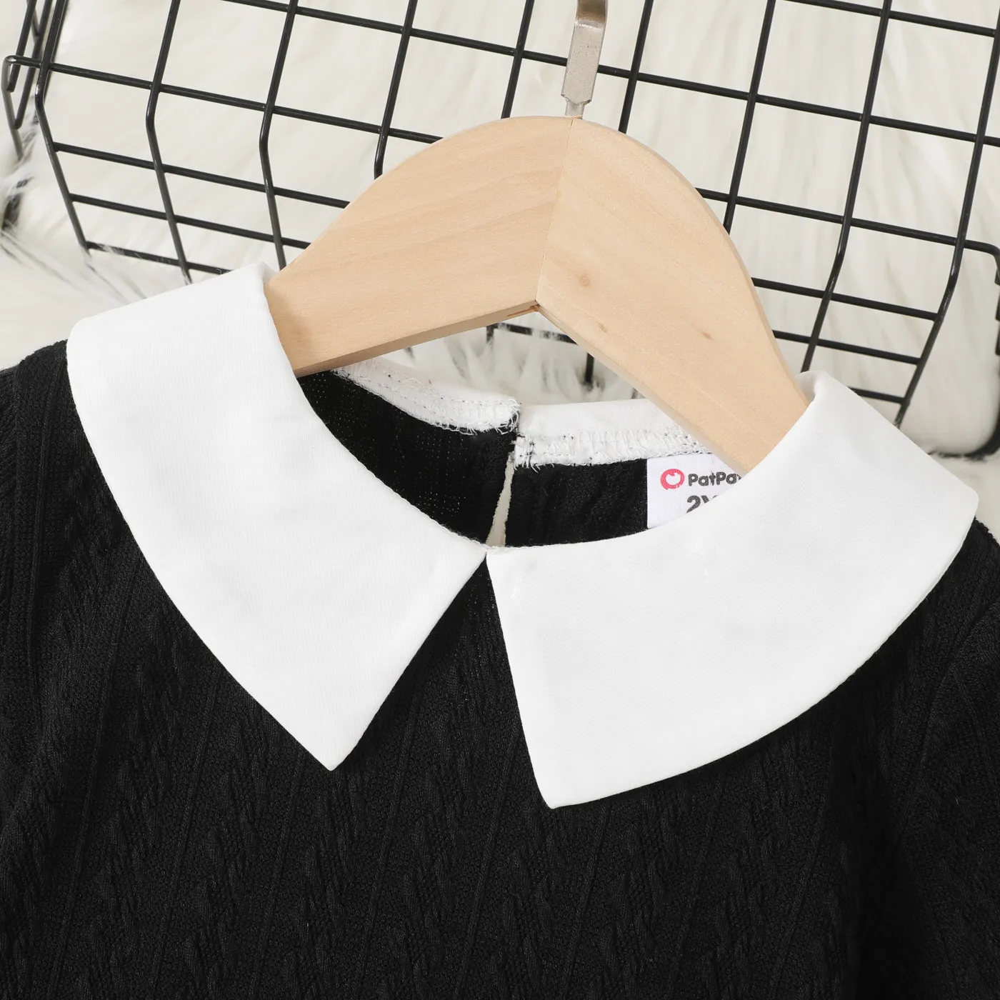 Kid Girl Avant-garde Solid Color Lapel Design Long Sleeve Dress  image 3