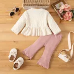 2pcs Baby Girl Casual Solid Color Long Sleeve Sets  image 2