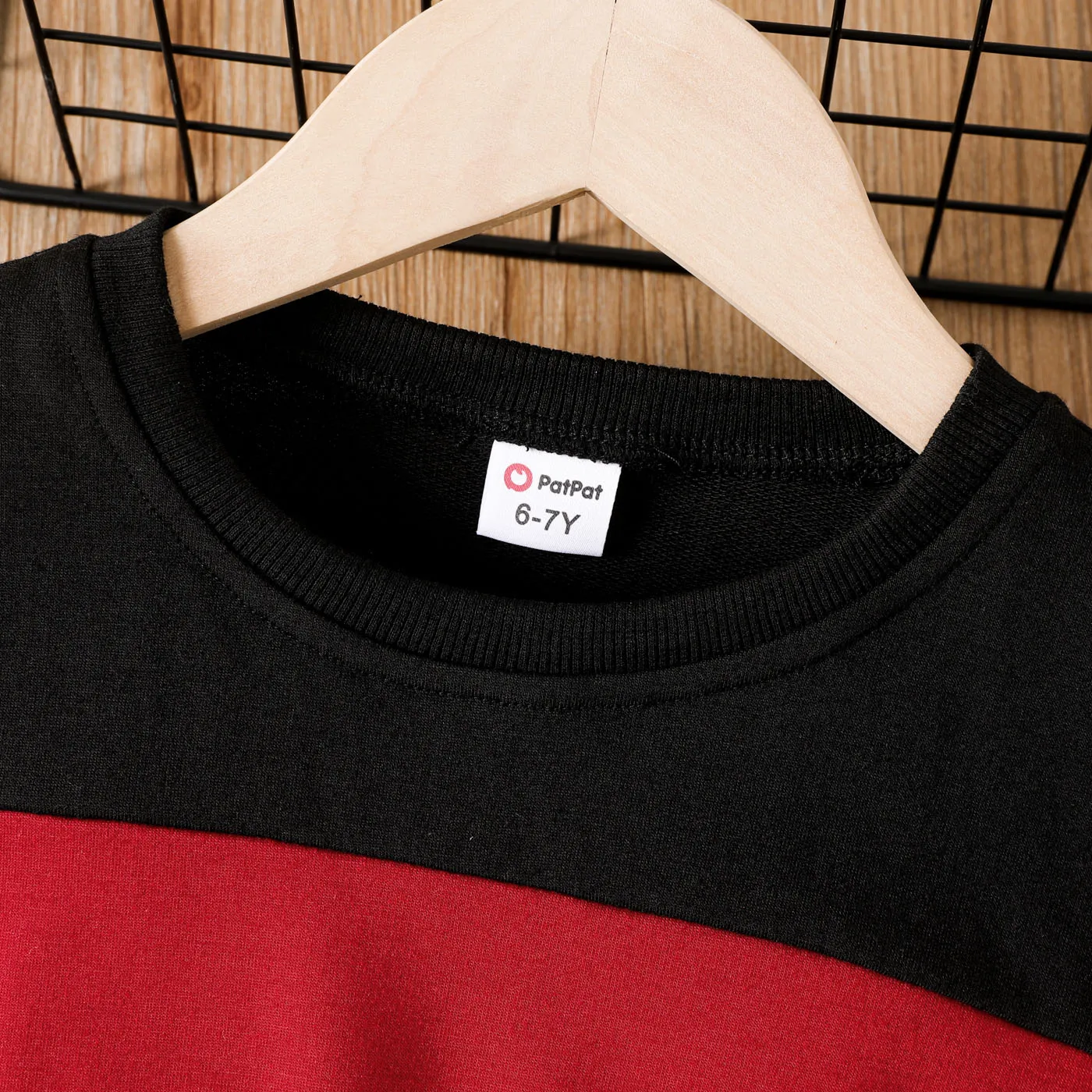Kid Girl Solid Spliced Design Sweatshirt Red image 3