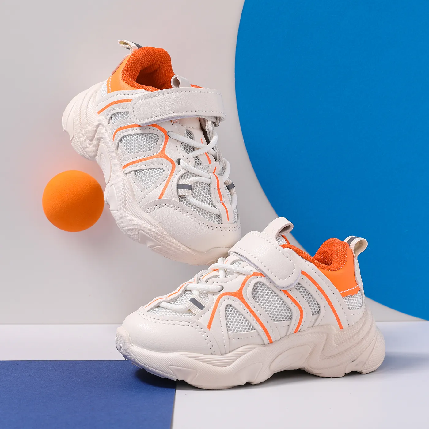 Kid Colorblock Mesh Breathable Velcro Sports Shoes  big image 1