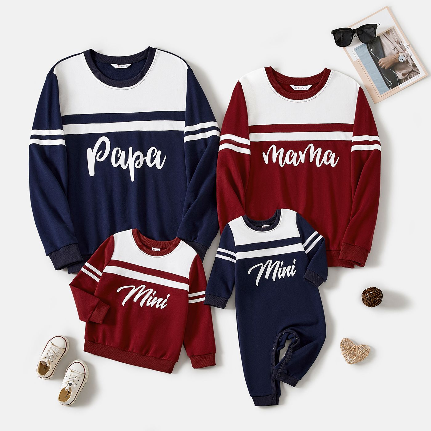 

Family Matching School Colorblock Letter Print Tops