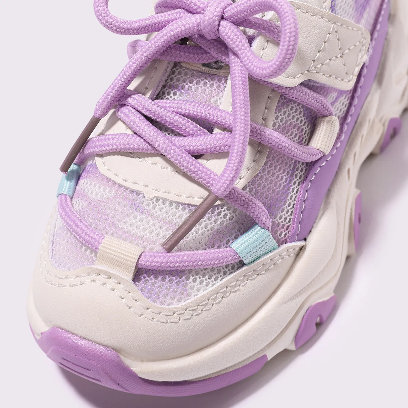 Toddler/Kid Breathable Lace-up Sports Shoes Light Purple big image 1