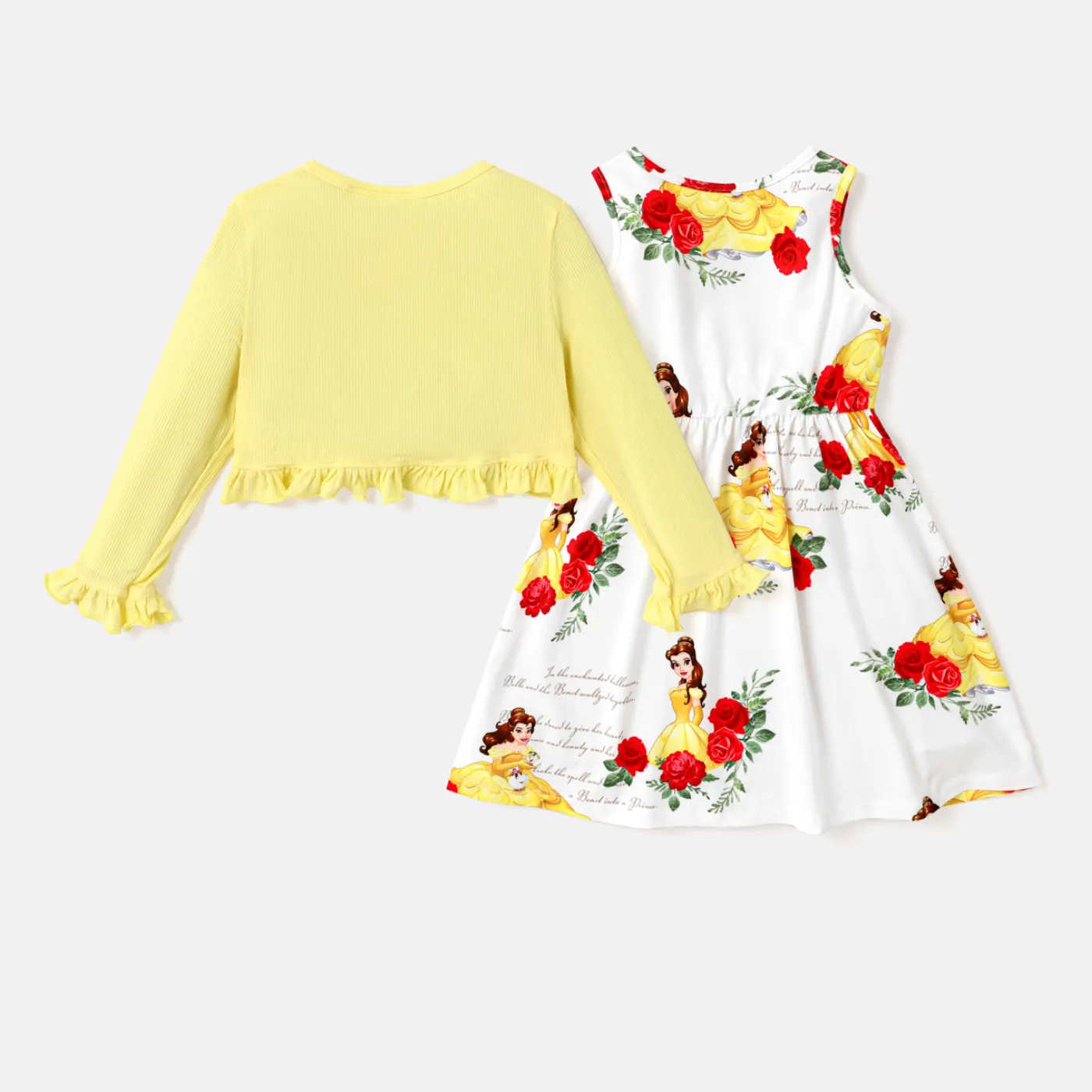 Disney Princess Toddler Girl 2pcs Ruffled Cardigan and Floral Print Tank Dress Set   image 3