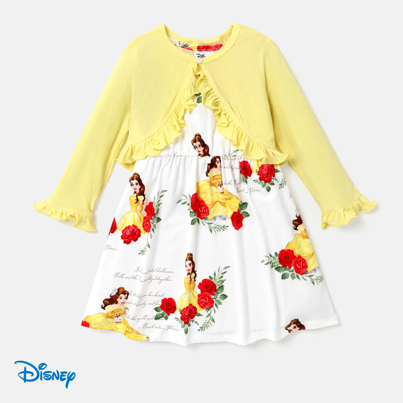 Disney Princess 2 unidades Niño pequeño Chica Volantes Infantil Traje de falda Amarillo big image 1