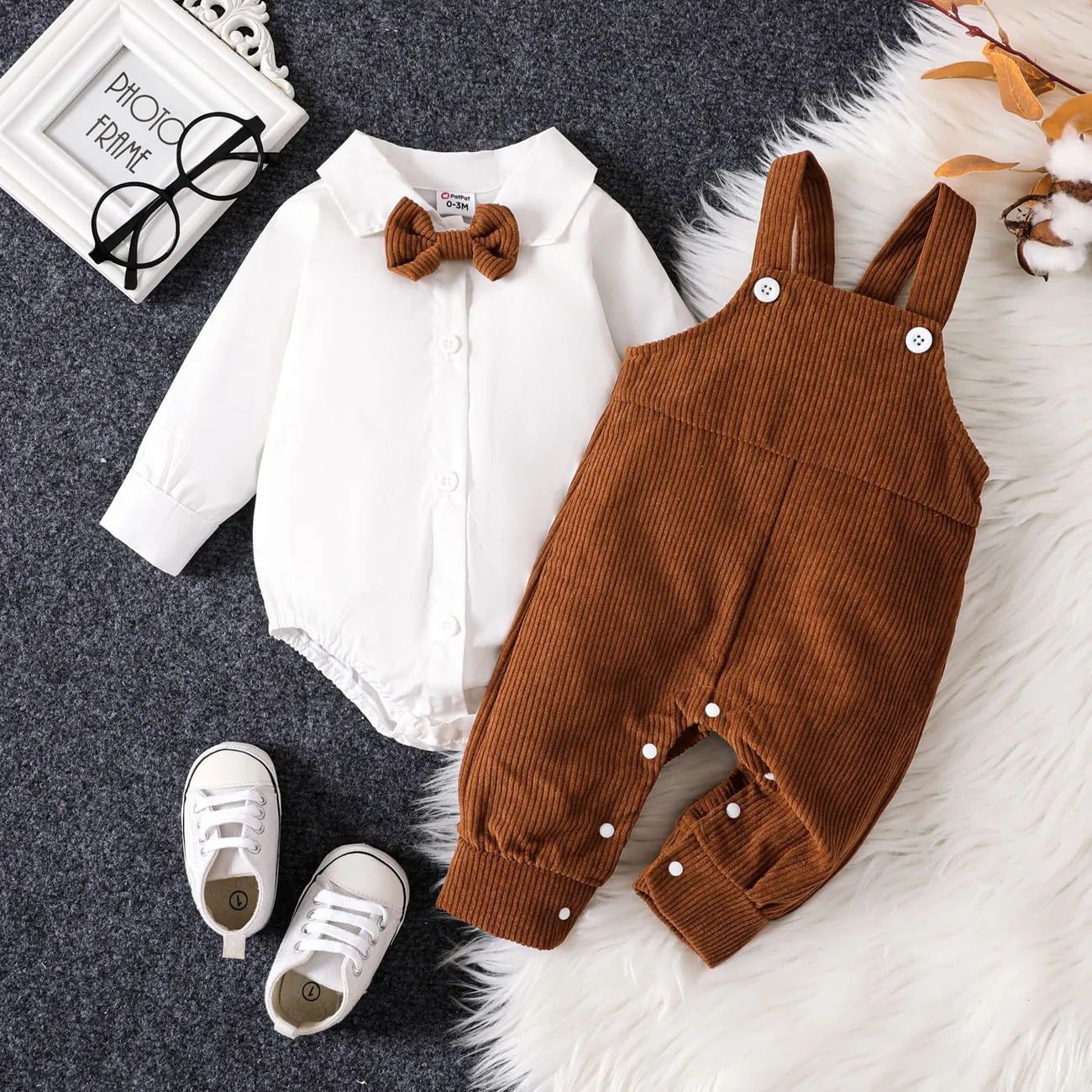 100% Cotton 2pcs Baby Boy Casual Solid Color Long Sleeve Set