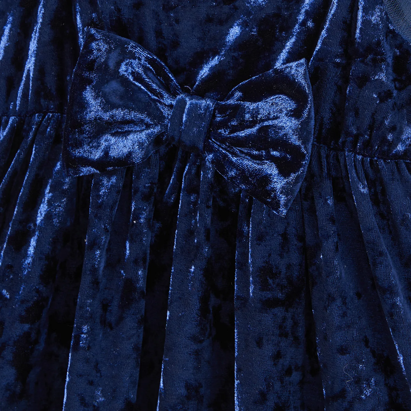 Mommy and Me Solid Velvet Puff Sleeve Belted Dresses  image 4