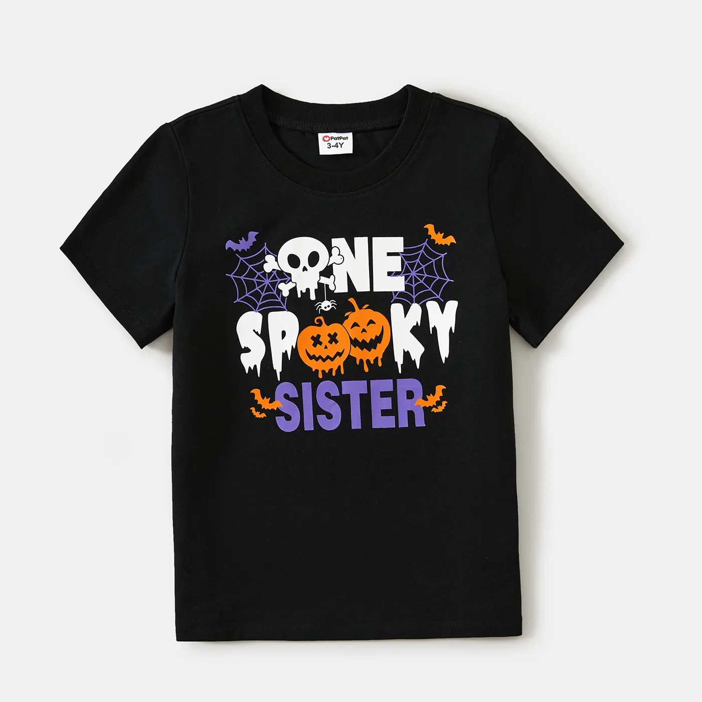 Halloween Family Matching Letter & Pumpkin Print Top
