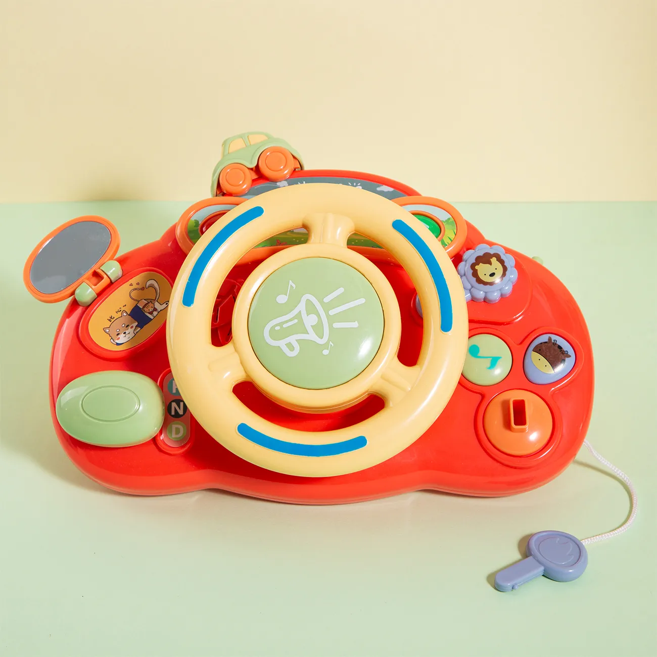 volante de juguete para niños pequeños con luces y sonidos simular la conducción de un coche de dibujos animados volante de conducción de juguete Color-A big image 1