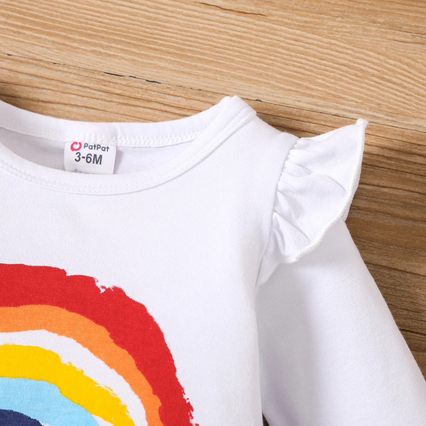 2pcs Baby Girl Sweet Rainbow Flutter Long Sleeve Set   image 3
