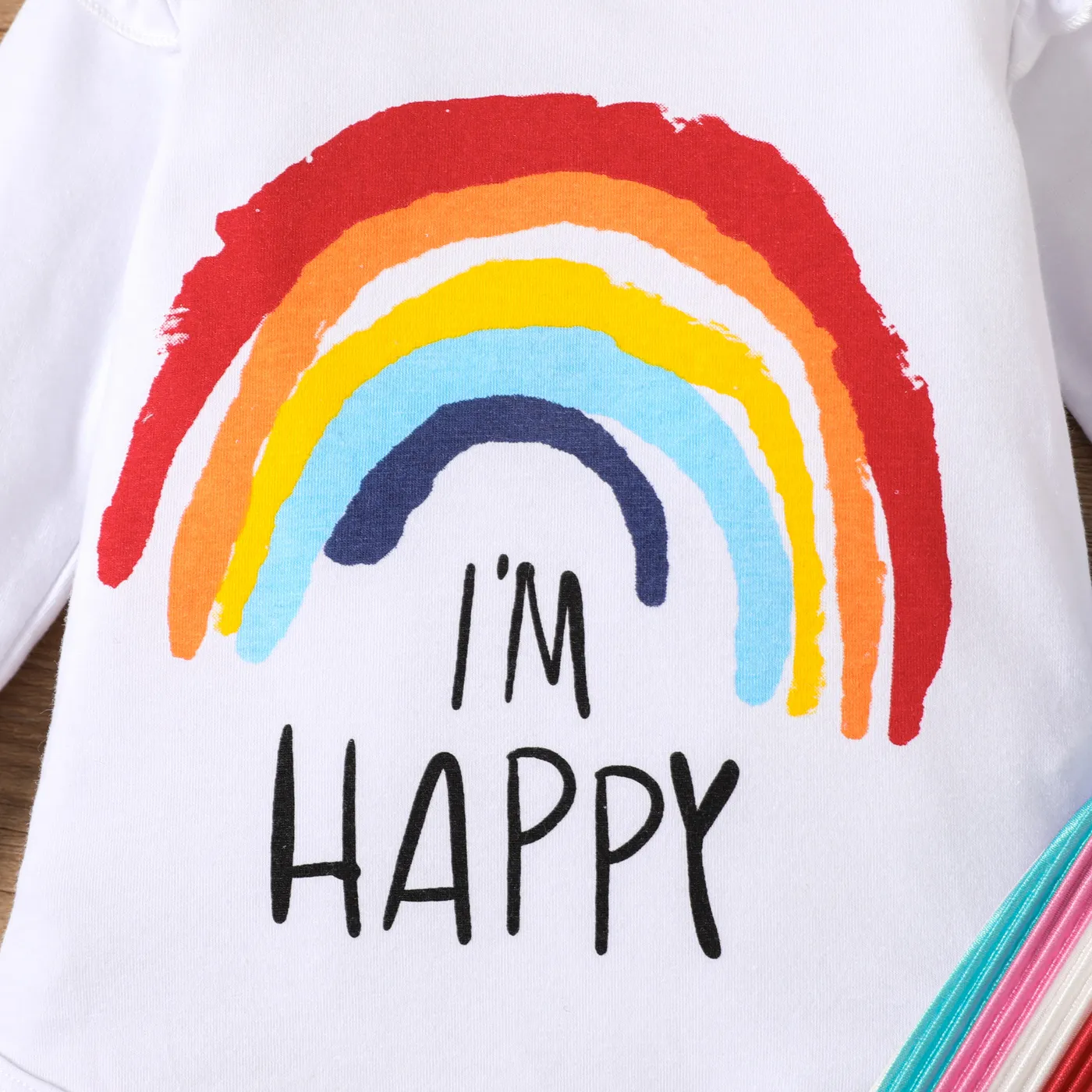 2pcs Baby Girl Sweet Rainbow Flutter Long Sleeve Set   image 4