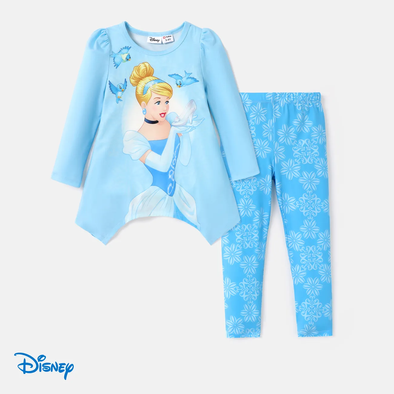 Disney Princess Toddler Girl 2pcs Naia™ Character Print Asymmetrical Hem Top and Floral Print Leggings Set   big image 1
