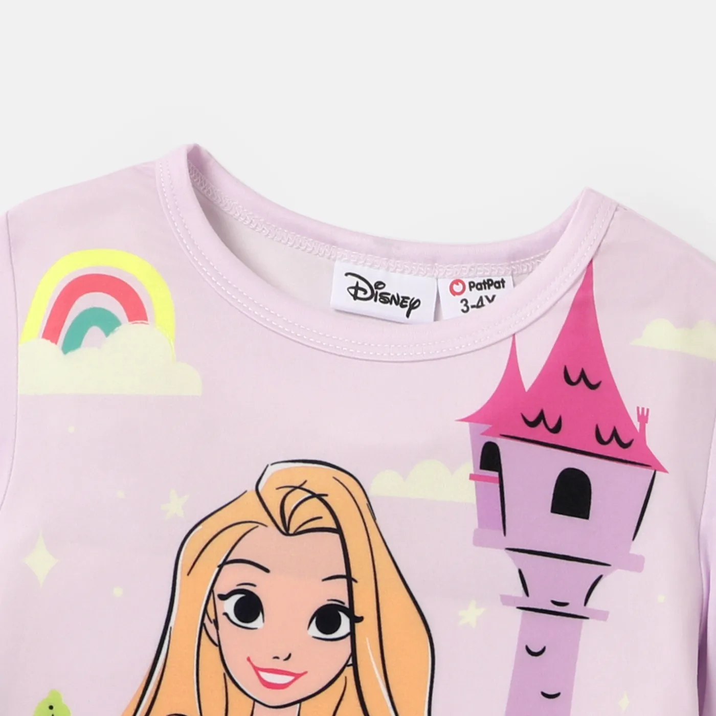 Disney Princess Toddler Girl 2pcs Character Print Peplum Long-sleeve Tee and Stripe Pants Set  Light Purple image 5